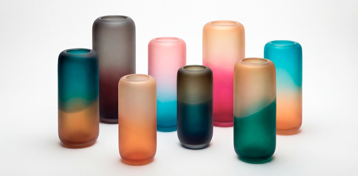 Eight Gradienti glass vases by Laura Sattin